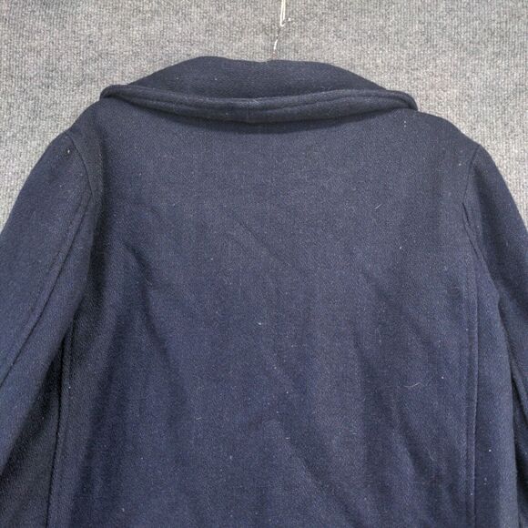 Bulldog Men's Peacoat Jacket Blue Size L 100% Wool Anchor Buttons - Picture 5 of 13